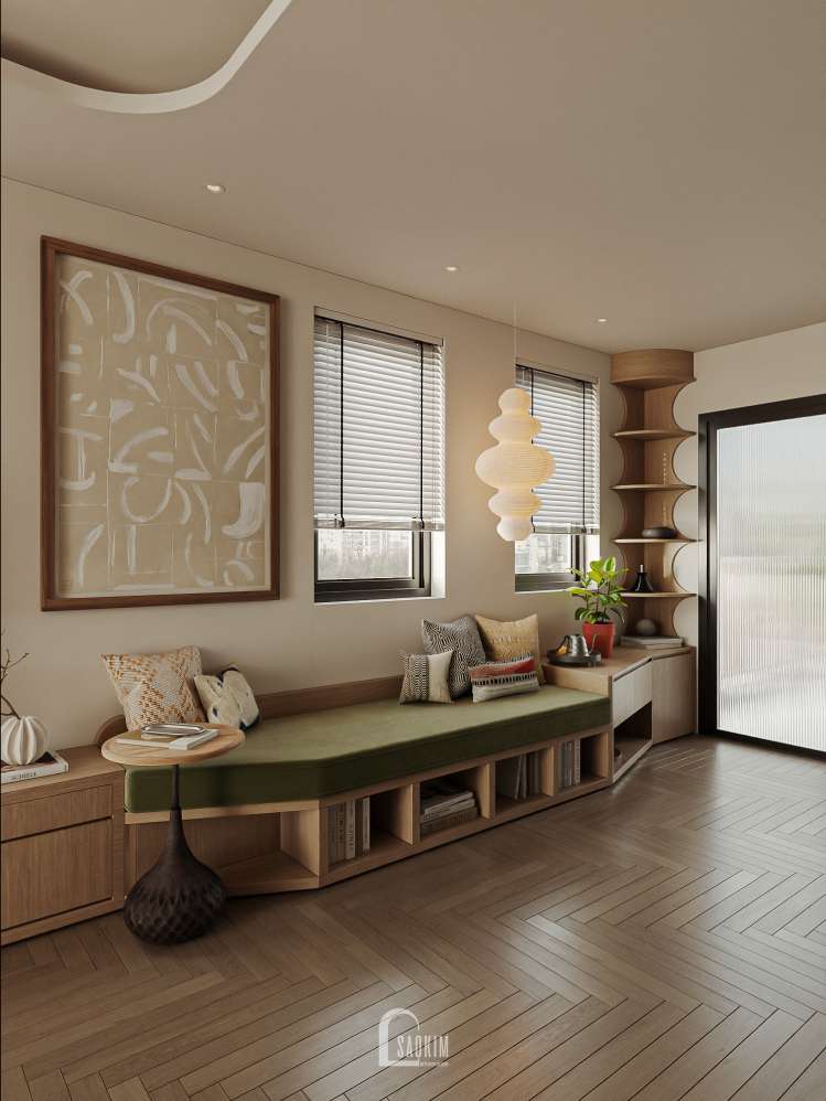 Thiết kế khu vực ghế thư giãn liền kề xẻ khe Ánh Dương khu đô thị Vinhomes Ocean Park 3